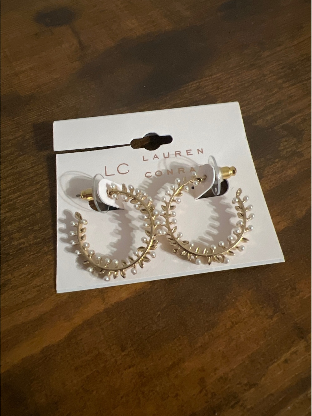 Lauren Conrad Pearl Embellished Gold Hoop Earrings